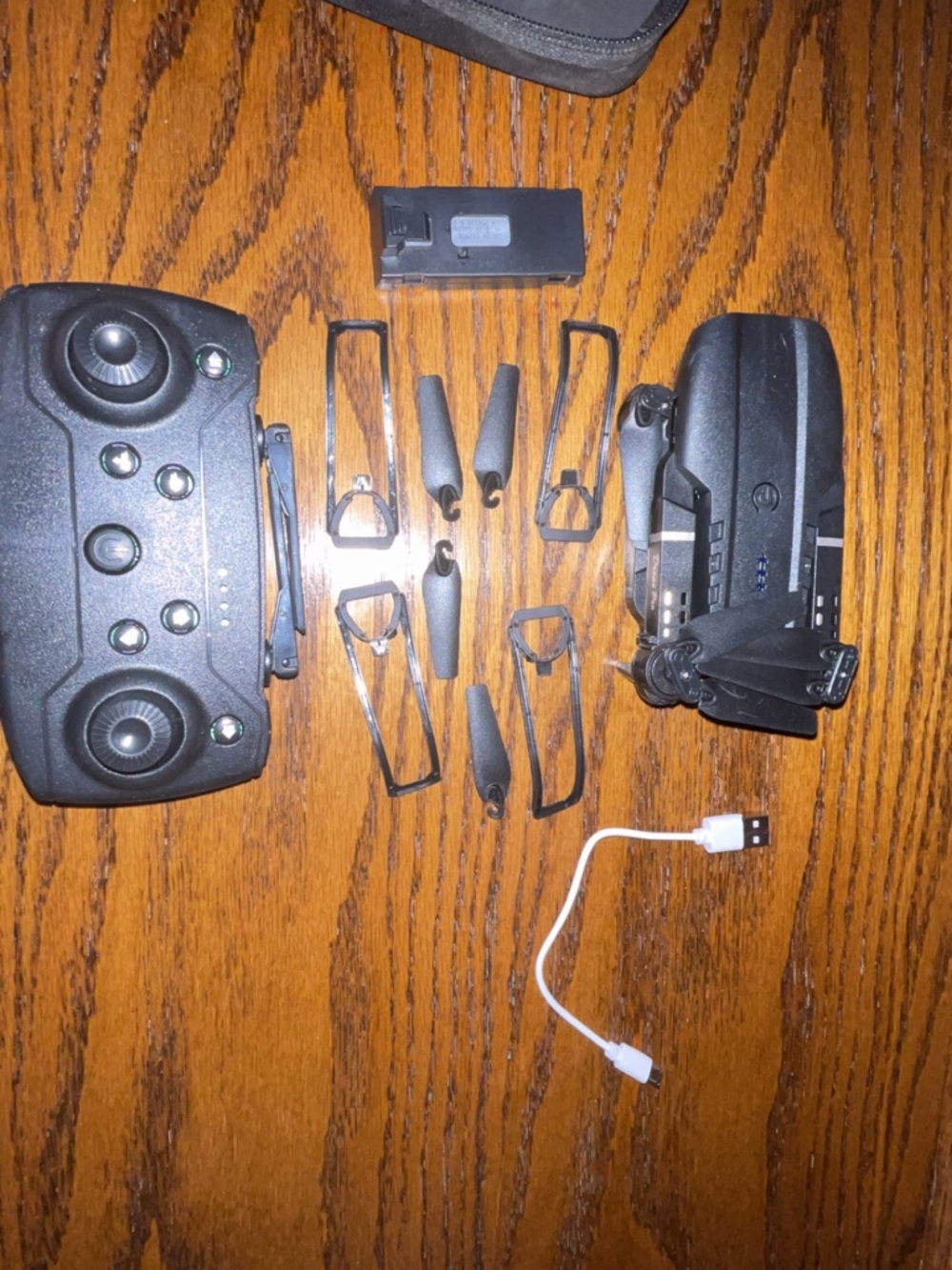 Black Foldable Drone with Controller and Spare Propellers